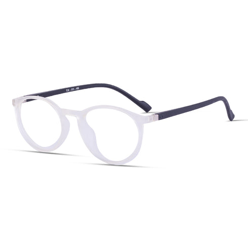 Vogily Eyewear - Zero Power Blue Cut Computer Glasses | Anti Glare, Lightweight & Blocks Harmful Rays | UV Protection Specs | Men & Women | Medium | Round, Black & White - TR 0146
