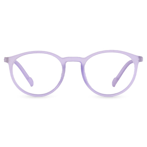 Vogily Eyewear - Zero Power Blue Cut Computer Glasses | Anti Glare, Lightweight & Blocks Harmful Rays | UV Protection Specs | Men & Women | Medium | Round, Wisteria Purple - TR 0146