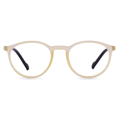 Vogily Eyewear - Zero Power Blue Cut Computer Glasses | Anti Glare, Lightweight & Blocks Harmful Rays | UV Protection Specs | Men & Women | Medium | Round, Cream & Black - TR 0146