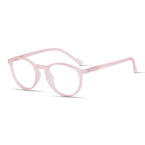 Vogily Eyewear - Zero Power Blue Cut Computer Glasses | Anti Glare, Lightweight & Blocks Harmful Rays | UV Protection Specs | Men & Women | Medium | Round, Pink - TR 0146