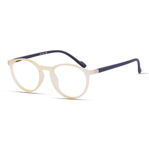 Vogily Eyewear - Zero Power Blue Cut Computer Glasses | Anti Glare, Lightweight & Blocks Harmful Rays | UV Protection Specs | Men & Women | Medium | Round, Cream & Black - TR 0146