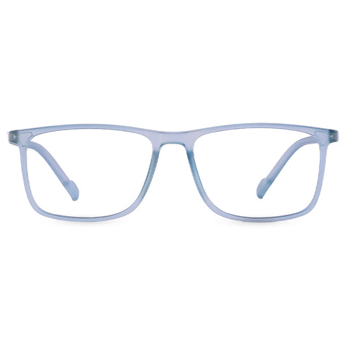 Vogily Eyewear - Zero Power Blue Cut Computer Glasses | Anti Glare, Lightweight & Blocks Harmful Rays | UV Protection Specs | Men & Women | Medium | Rectangular, Light Blue - TR 1650