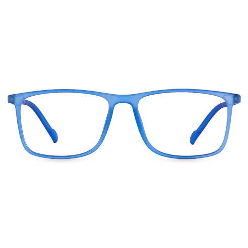 Vogily Eyewear - Zero Power Blue Cut Computer Glasses | Anti Glare, Lightweight & Blocks Harmful Rays | UV Protection Specs | Men & Women | Medium | Rectangular, Blue - TR 1650
