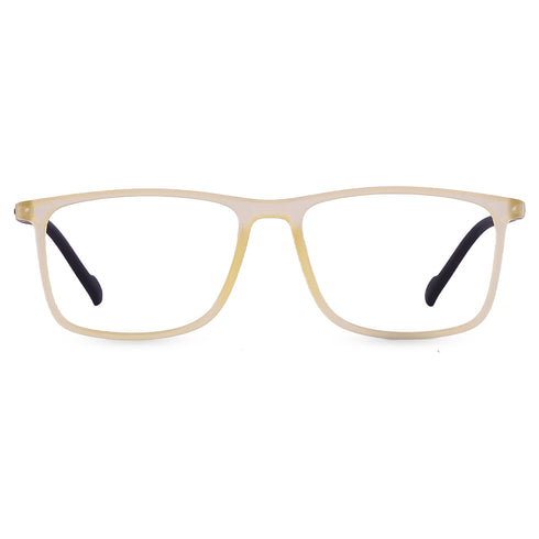 Vogily Eyewear - Zero Power Blue Cut Computer Glasses | Anti Glare, Lightweight & Blocks Harmful Rays | UV Protection Specs | Men & Women | Medium | Rectangular, Yellow & Black - TR 1650
