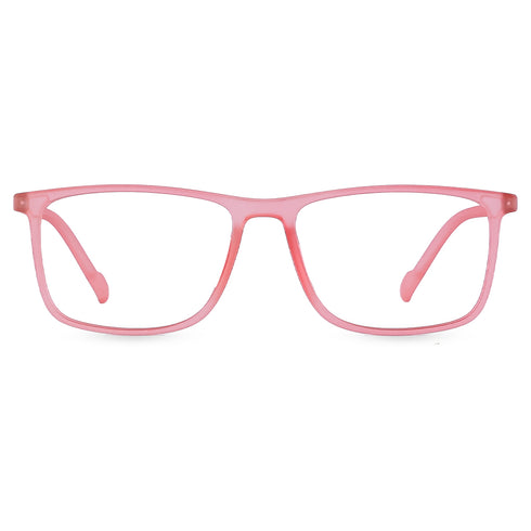 Vogily Eyewear - Zero Power Blue Cut Computer Glasses | Anti Glare, Lightweight & Blocks Harmful Rays | UV Protection Specs | Men & Women | Medium | Rectangular, Pink - TR 1650