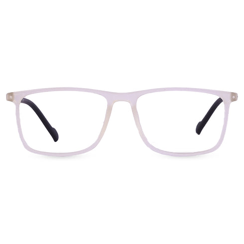 Vogily Eyewear - Zero Power Blue Cut Computer Glasses | Anti Glare, Lightweight & Blocks Harmful Rays | UV Protection Specs | Men & Women | Medium | Rectangular, White & Black - TR 1650