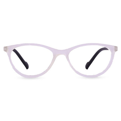 Vogily Eyewear - Zero Power Blue Cut Computer Glasses | Anti Glare, Lightweight & Blocks Harmful Rays | UV Protection Specs | Men & Women | Medium | Oval, White & Black - TR 0646