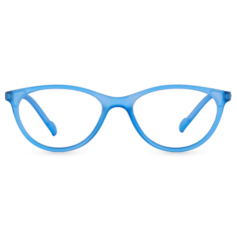 Vogily Eyewear - Zero Power Blue Cut Computer Glasses | Anti Glare, Lightweight & Blocks Harmful Rays | UV Protection Specs | Men & Women | Medium | Oval, Blue - TR 0646