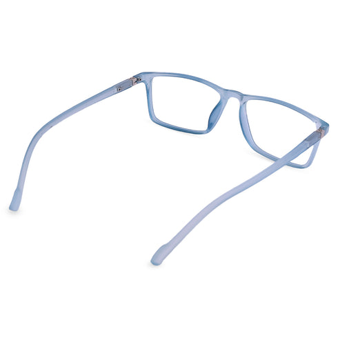 Vogily Eyewear - Zero Power Blue Cut Computer Glasses | Anti Glare, Lightweight & Blocks Harmful Rays | UV Protection Specs | Men & Women | Medium | Rectangular, Cloudy Blue - TR 1048