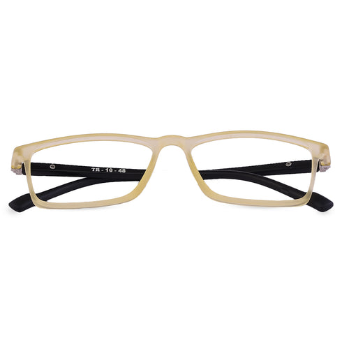Vogily Eyewear - Zero Power Blue Cut Computer Glasses | Anti Glare, Lightweight & Blocks Harmful Rays | UV Protection Specs | Men & Women | Medium | Rectangular, Yellow & White - TR 1048