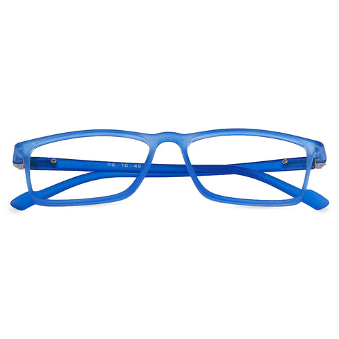 Vogily Eyewear - Zero Power Blue Cut Computer Glasses | Anti Glare, Lightweight & Blocks Harmful Rays | UV Protection Specs | Men & Women | Medium | Rectangular, Blue - TR 1048