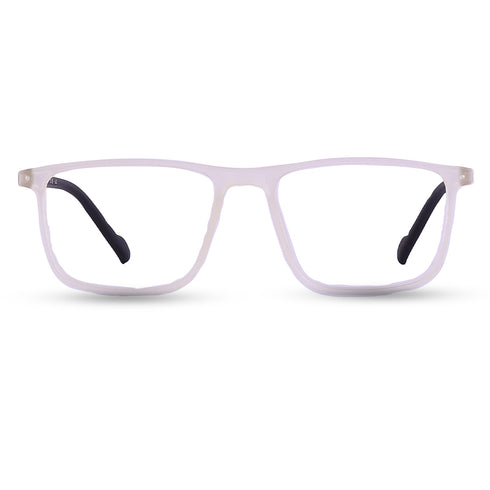 Vogily Eyewear - Zero Power Blue Cut Computer Glasses | Anti Glare, Lightweight & Blocks Harmful Rays | UV Protection Specs | Men & Women | Medium | Rectangular, White & Black - TR 1350