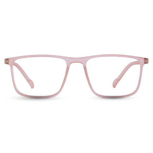 Vogily Eyewear - Zero Power Blue Cut Computer Glasses | Anti Glare, Lightweight & Blocks Harmful Rays | UV Protection Specs | Men & Women | Medium | Rectangular, Oriental Pink - TR 1350