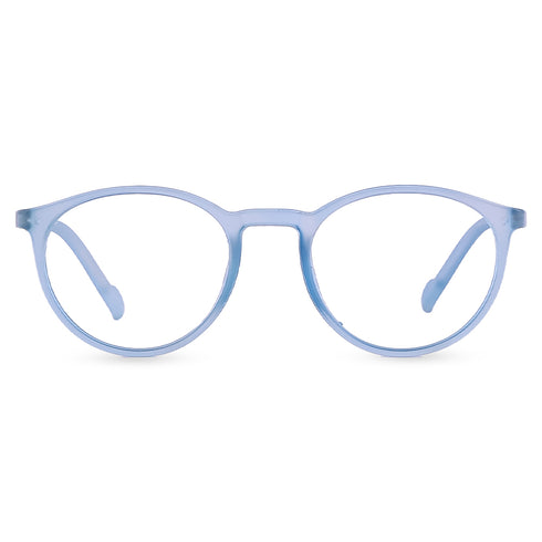 Vogily Eyewear - Zero Power Blue Cut Computer Glasses | Anti Glare, Lightweight & Blocks Harmful Rays | UV Protection Specs | Men & Women | Medium | Round, Havelock Blue - TR 0146