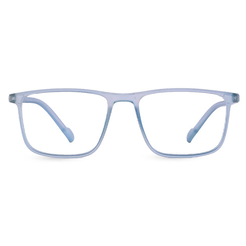 Vogily Eyewear - Zero Power Blue Cut Computer Glasses | Anti Glare, Lightweight & Blocks Harmful Rays | UV Protection Specs | Men & Women | Medium | Rectangular, Light Blue - TR 1350
