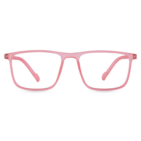 Vogily Eyewear - Zero Power Blue Cut Computer Glasses | Anti Glare, Lightweight & Blocks Harmful Rays | UV Protection Specs | Men & Women | Medium | Rectangular, Pink - TR 1350