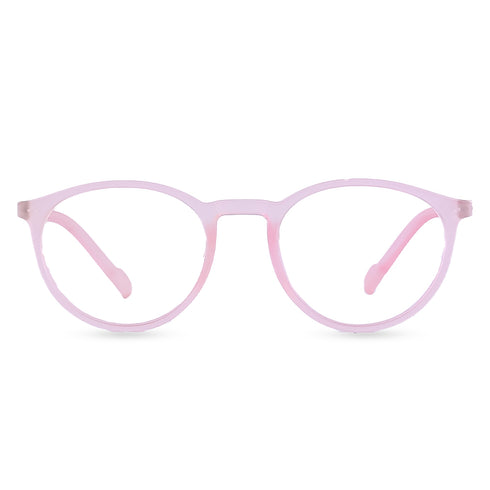 Vogily Eyewear - Zero Power Blue Cut Computer Glasses | Anti Glare, Lightweight & Blocks Harmful Rays | UV Protection Specs | Men & Women | Medium | Round, Pink - TR 0146